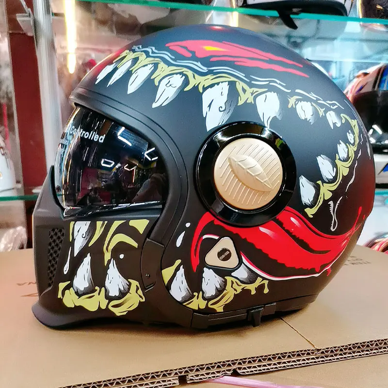 Cascos Moto Motorcycle Helmet Accessories Black Warrior Predator Full Helmet Motorbike Helmet Dargon Motorcross Women Men P01