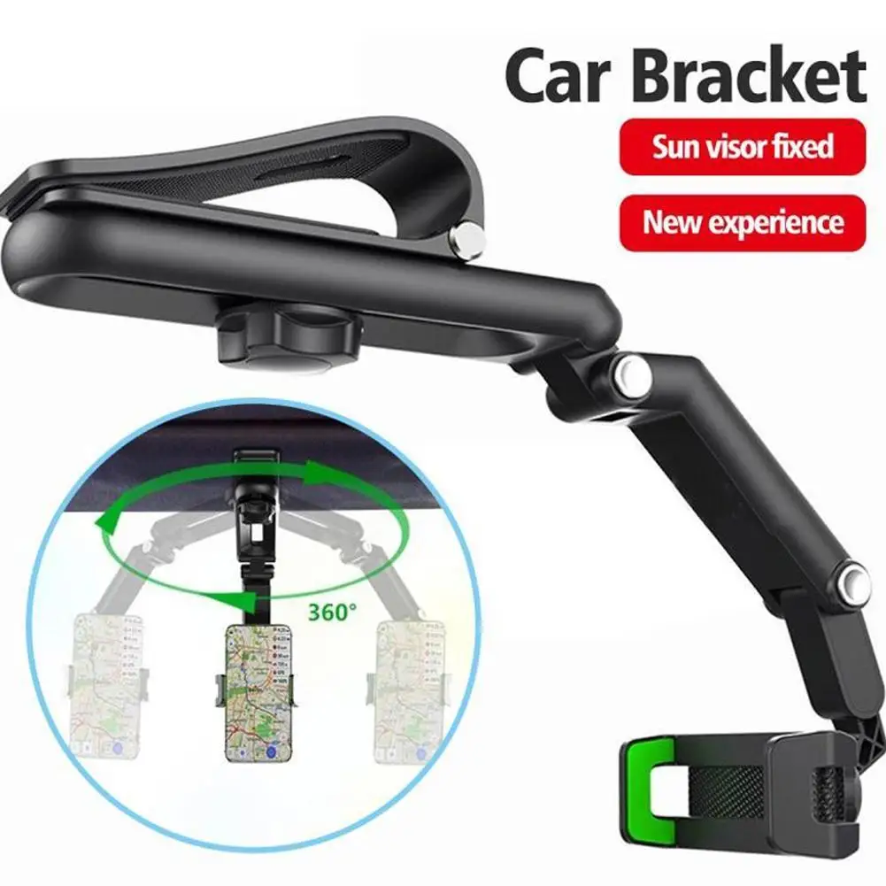

1080° Rotation Car Clip Sun Visor Car Phone Holder Rearview Mirror Stand Car Mobile Clip For IPhone Universal