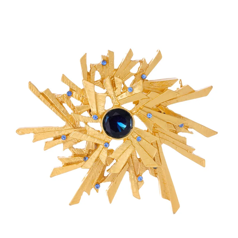 Металлическая брошь HUANZHI 2024 в виде фейерверка с геометрическим неровным узором