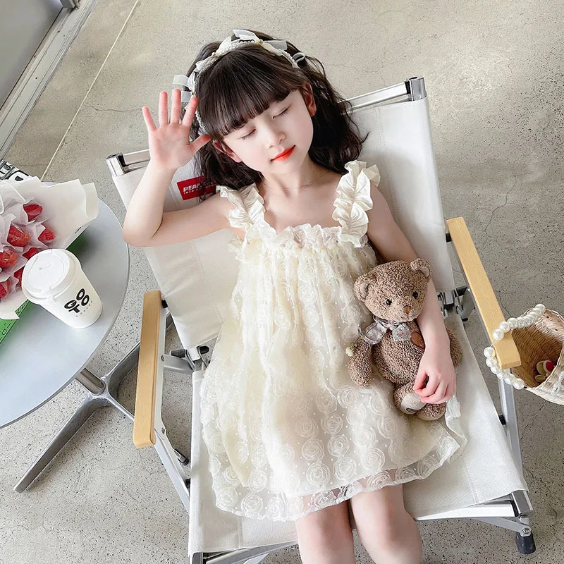 

Flower Girl Dresses Performance Kids Clothes Flower Lace Voile Mesh Summer 2023 Korean Version New Fashion All-match Lovely