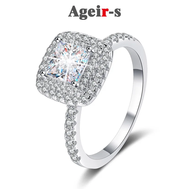 

AGEIR-S 1 Carat D color Moissanite super flash Ring with Certificate S925 silver Diamond Fine Jewelry Wedding Women Gift Z605