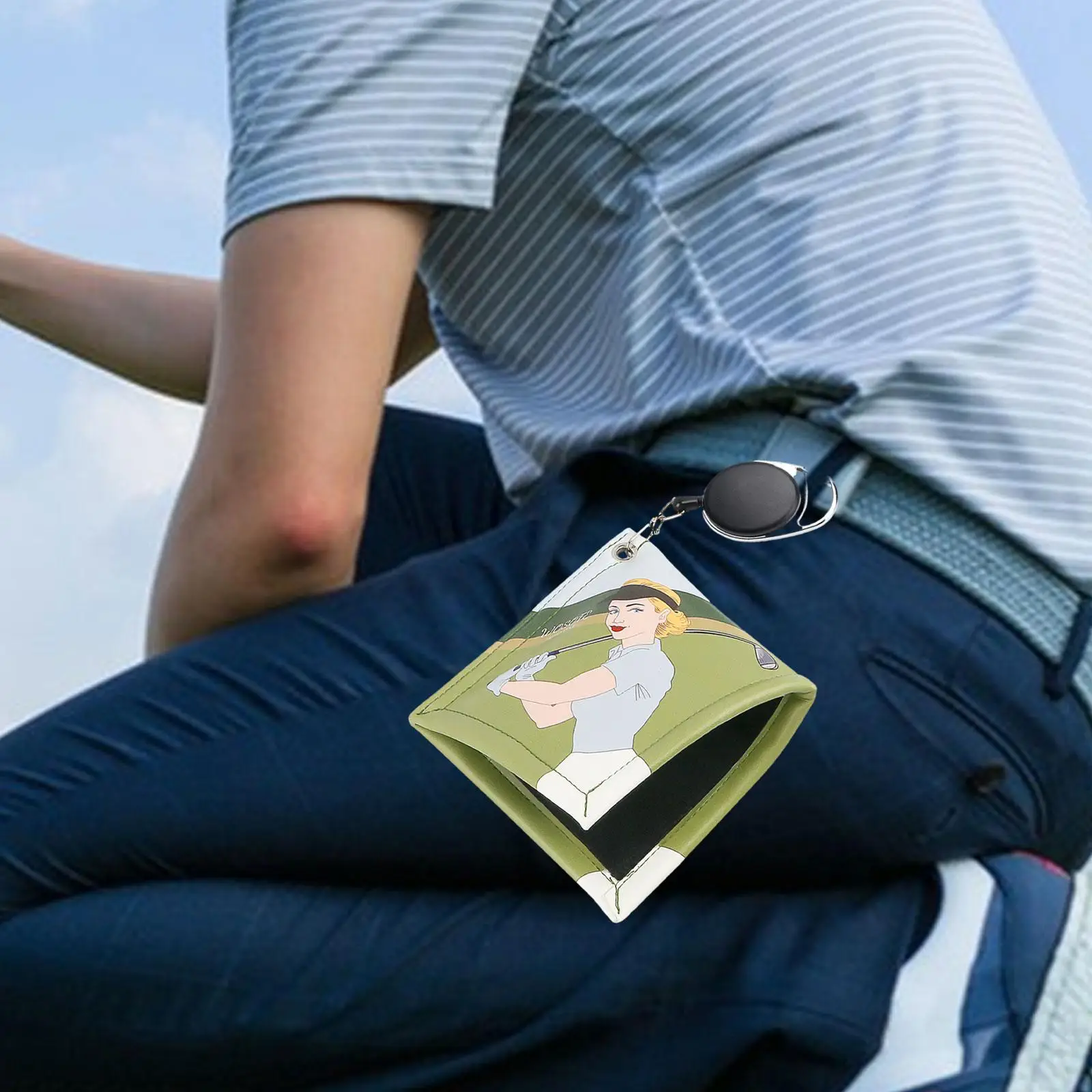 

Golf Ball Towel Golf Ball Cleaner Pouch Strong Absorbent Toweling with Retractable Keychain Buckle Golf Ball Cleaning Towel