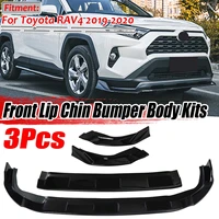 3piece glossy black car front bumper splitter lip spoiler diffuser protector guard protection body kit for toyota rav4 2019 2020