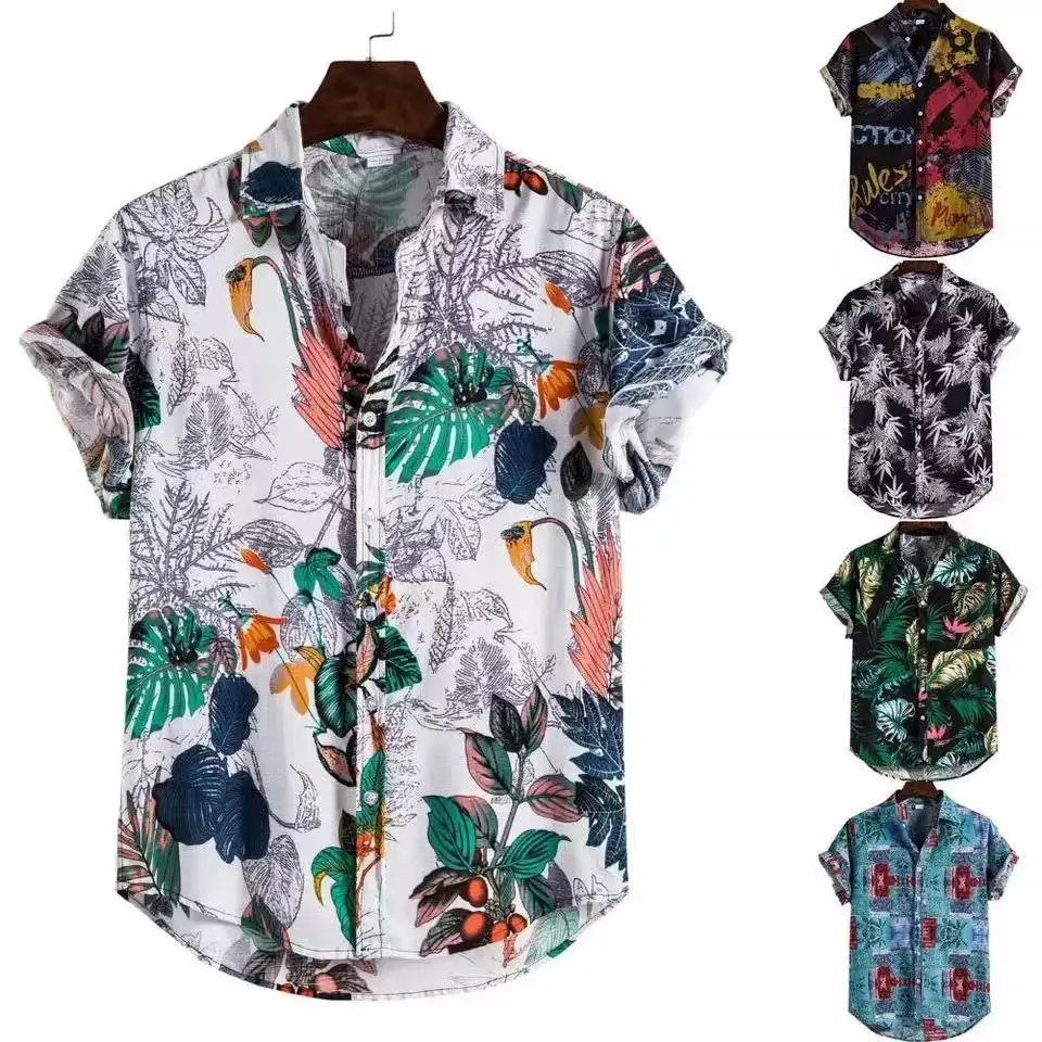 

Hawaiian Men's Shirt, Printed Button Top, National Style, Fashionable Casual Shirt, Beach Vacation, Summer