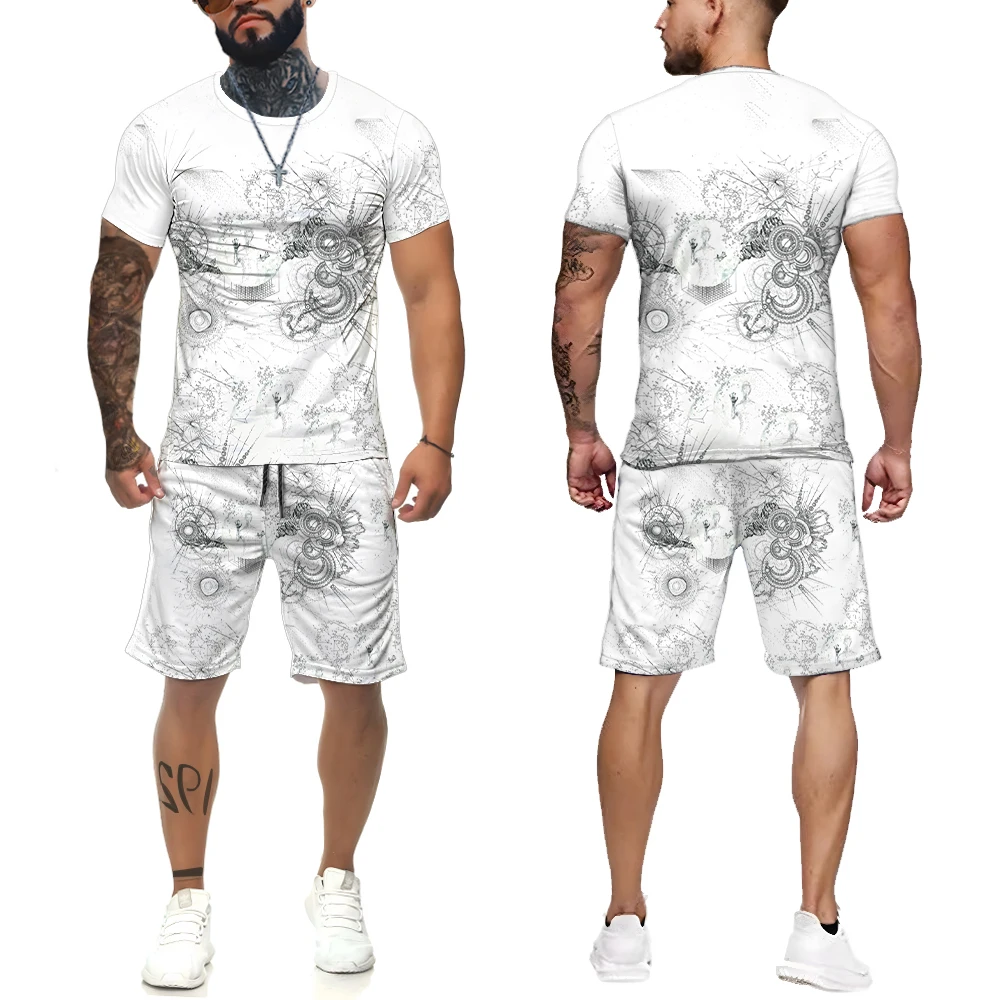 

Men Summer Tracksuit Sets Fashion Sweat Suit 3D Print Short Oversized Sleeve Shirts T-shirt Streetwear Sets Sportswear Clothing