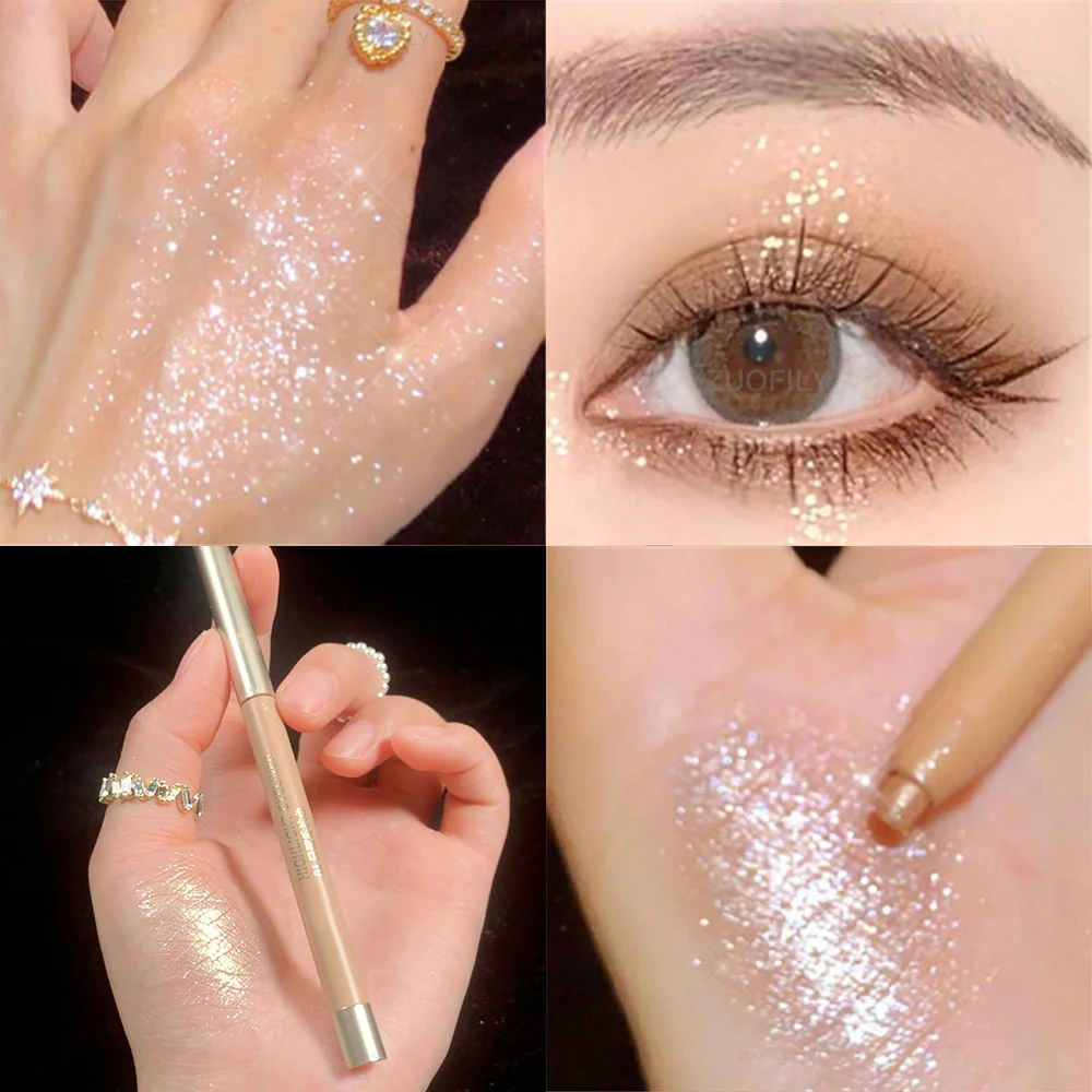 

Glitter Eyeshadow Pen Pearlescent Matte Diamond Eyeliner Pen Waterproof Highlight Brighten Silkworm Makeup Pencil Shiny Eyelids