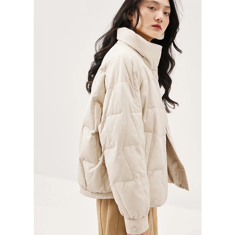 Sheepskin Coat Women Design Fashion High Quality 90% White Goose Down Thin High Street Autumn/Winter Casacos De Inverno Feminino