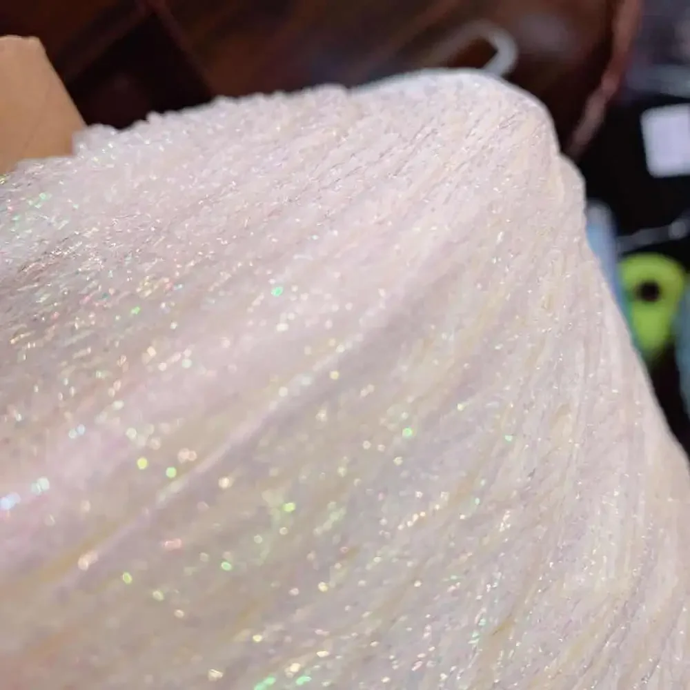 Супер красивая блестящая белая Золотая Серебряная пряжа для вязания крючком 50 г