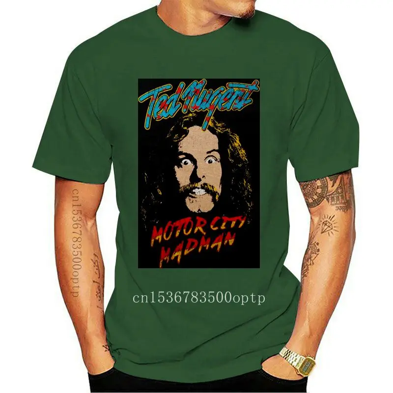 

Camiseta de Ted Nugent "motor City Madman" (negro), camiseta 2021 de algodón, camiseta informal con estampado de moda