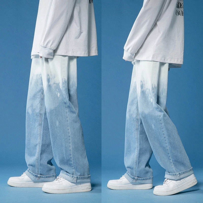 DEEPTOWN Y2K Straight Jeans for Men Japanese Streetwear Fashion Denim Pants Loose Casual Trouses Male Baggy Hip Hop Spring