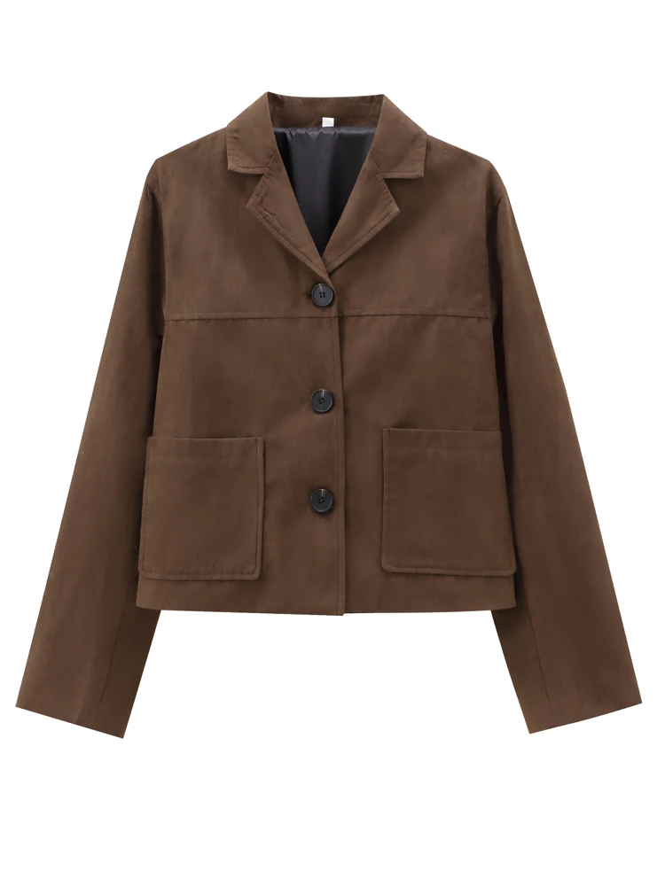 Куртка KAOPU ZA Женская замшевая винтажная верхняя одежда с лацканами и длинным