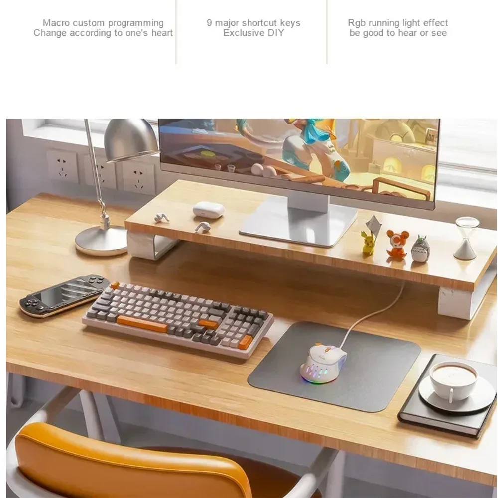 2024 M2 Киберспортивная макро-мышь 12800 точек на дюйм 9 клавиш проводная USB-игровая