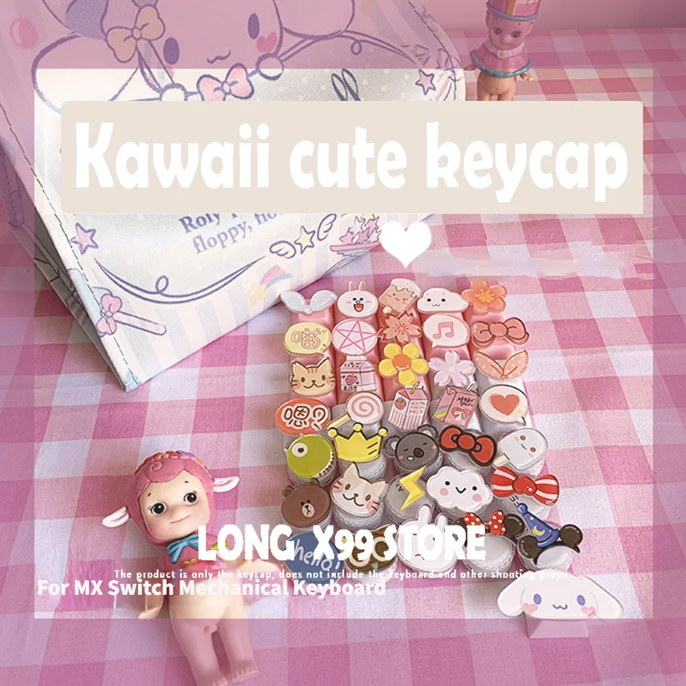 

Kawaii PBT Pink Keycap For MX Switch Mechanical Keyboard Keycap Single Personality R4 ESC Keys Girl Gift Cute DIY Game Keycaps