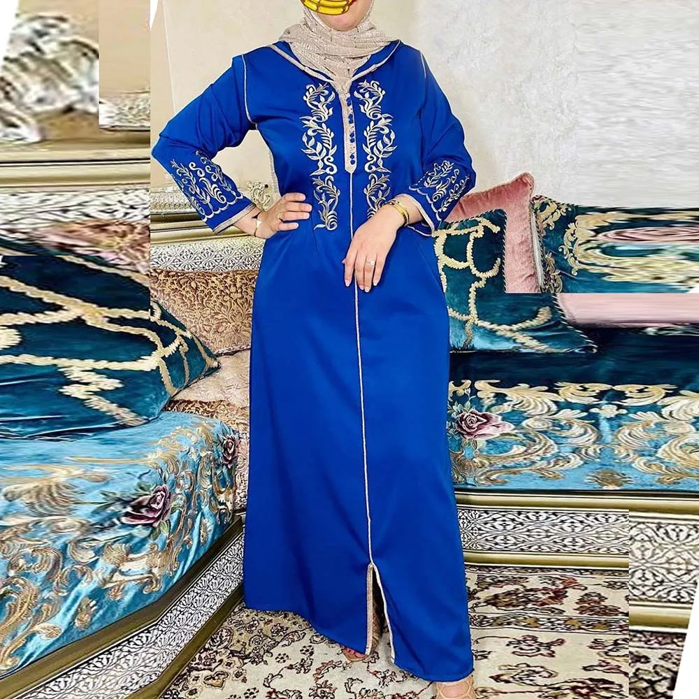 

Dubai Abaya Jellaba Dress Women Floral Embroidery Hooded Caftan Marocain Muslim Moroccan Turkey Islam Elegant Maxi Dresses 2022