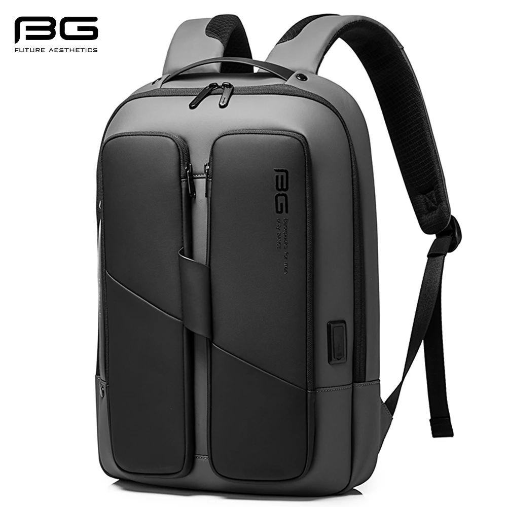 BANGE Men's Multifunctional Compartment Minimalist Curve Design Laptop Backpack 15.6-inch Daily Business Bag Mochila Ladies Bag