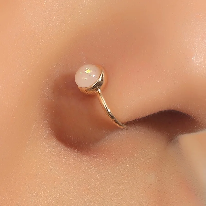 

European American Non-Perforated Nasal Splint Vintage Copper Opal U-Shaped Fake Nose Ring Stylish Piercing Jewelry Men and Women