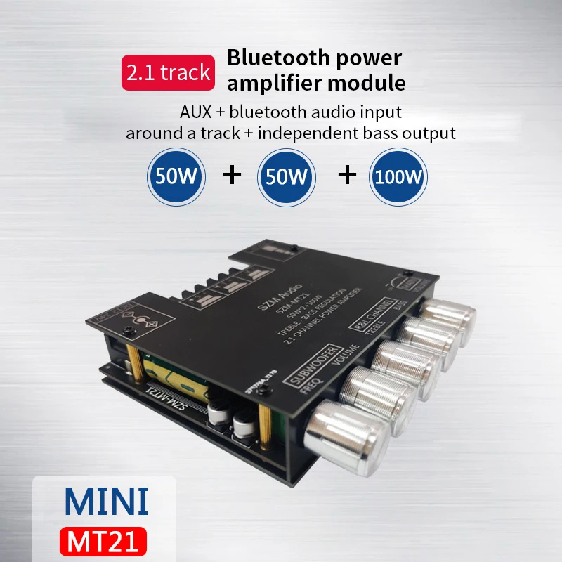 ZK-MT21 TPA3116 2 1 каналов Bluetooth 5 0 Плата усилителя сабвуфера 50 Вт x2 + 100 усилитель басов AUX