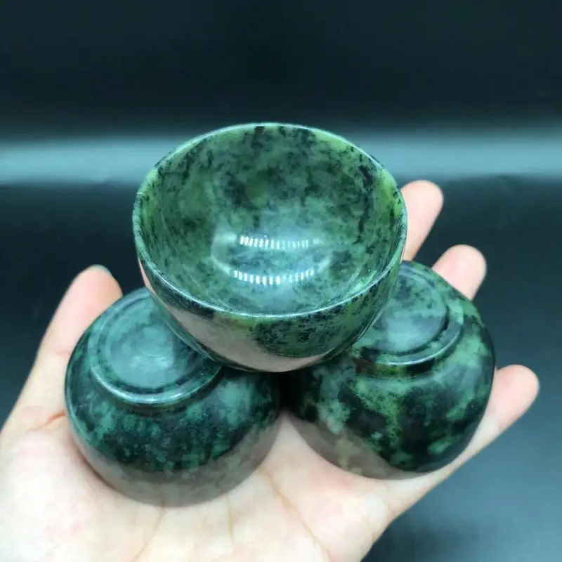 4 шт. темно-зеленая нефритовая чайная чаша для здоровья посуда Gongfu целебный