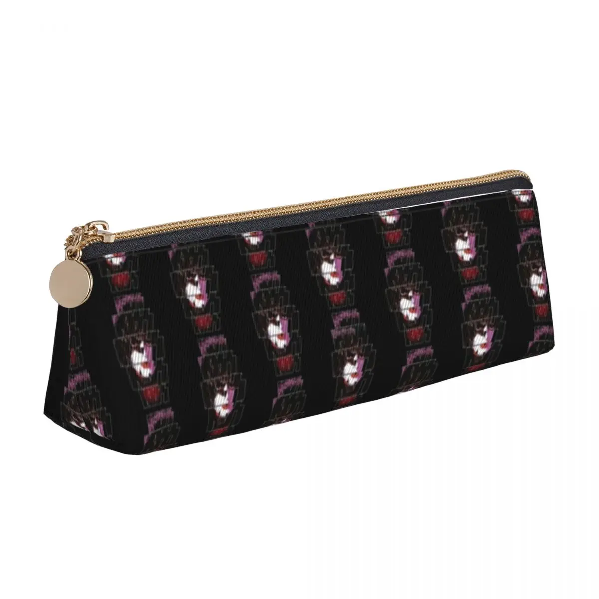 

Kiss Band Leather Pencil Case The Starchild Kiss Logo Retro Zipper Pencil Box Elementary School For Teens Triangle Pen Bags