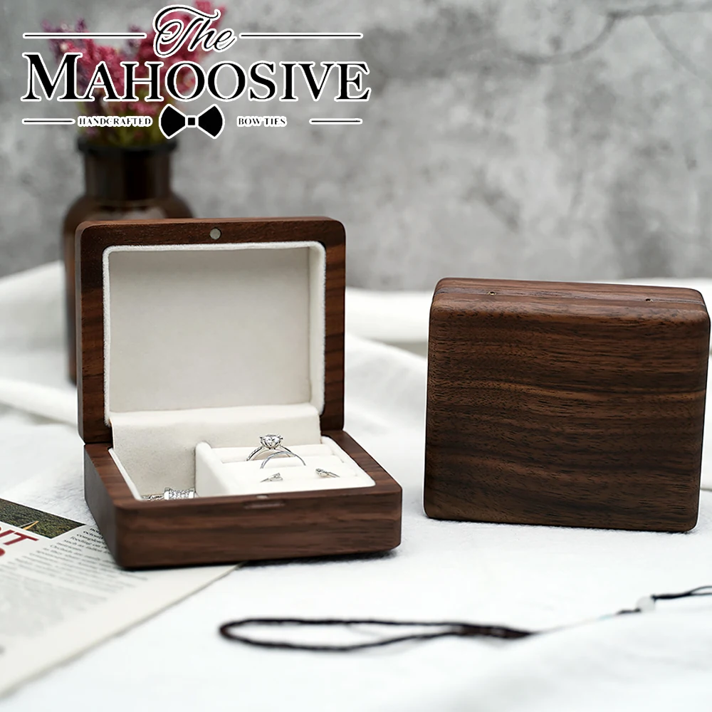 Caja de madera Retro de viaje para hombre y mujer, estuche de embalaje de joyería de madera, anillo de boda, collar, pulsera, organizador, caja de exhibición, regalo para pareja