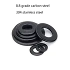 Черная Стальная Плоская Шайба, метрические простые круглые металлические прокладки M2 M2, 5 M3 M4 M5 M6 M8 M10 M12 M14 M16 M18 M20 M22 M24 M27 M30