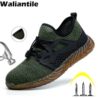 waliantile light breathable safety shoes boots men non slip rubber construction work shoes indestructible men safety sneakers