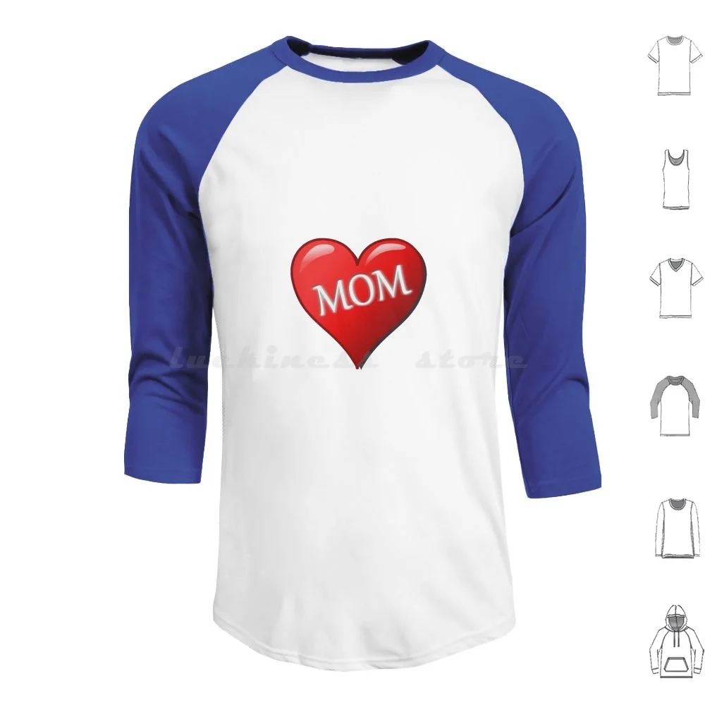 

I Heart Mom Hoodie cotton Long Sleeve I Love Mom Mom Heart Love Mothers Day