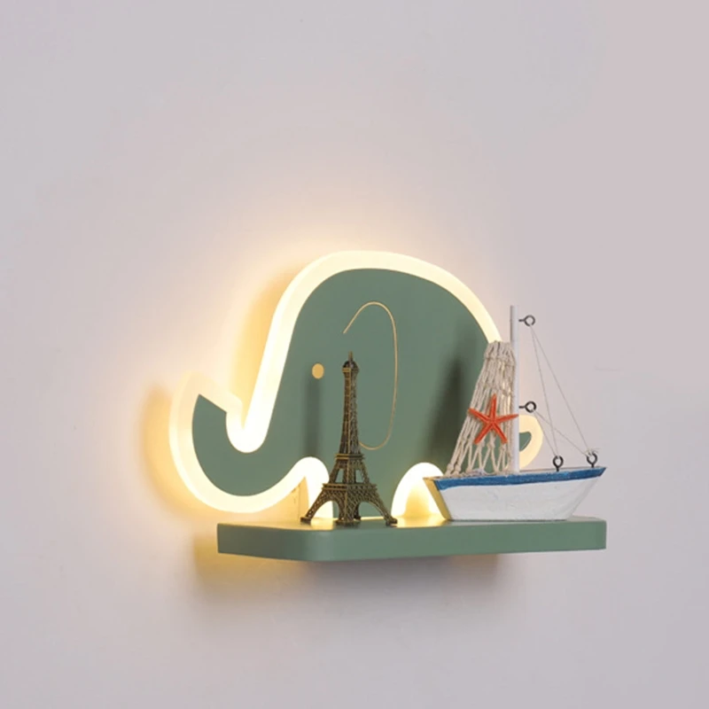 Мультяшный настенный светильник с плавающей полкой держатель для хранения милый