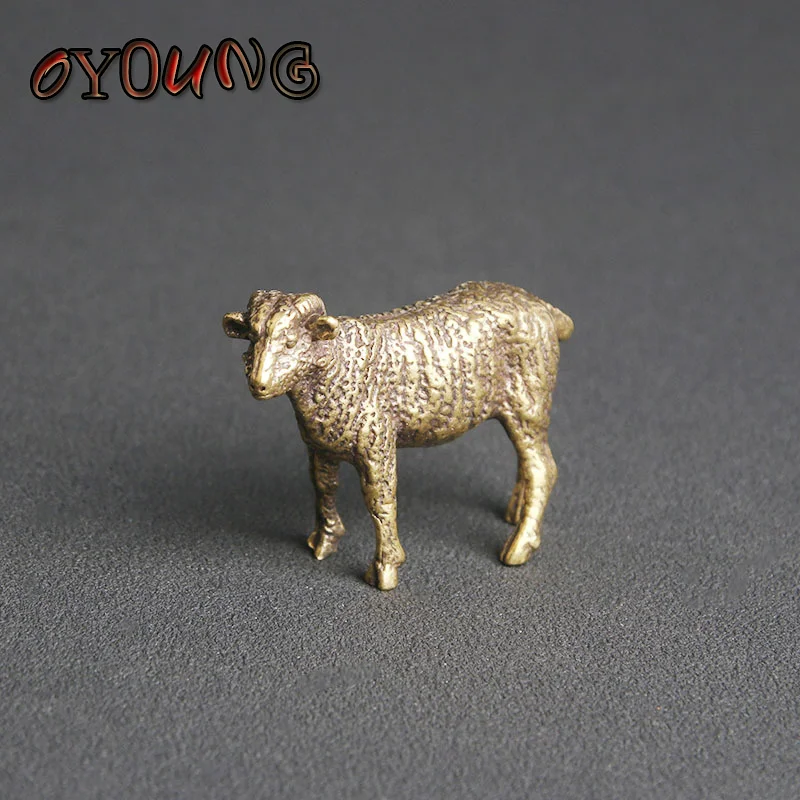 Винтажная медная коза овца украшения латунная модель животных чаепитие питомник настольный грузик домашние декоры аксессуар.