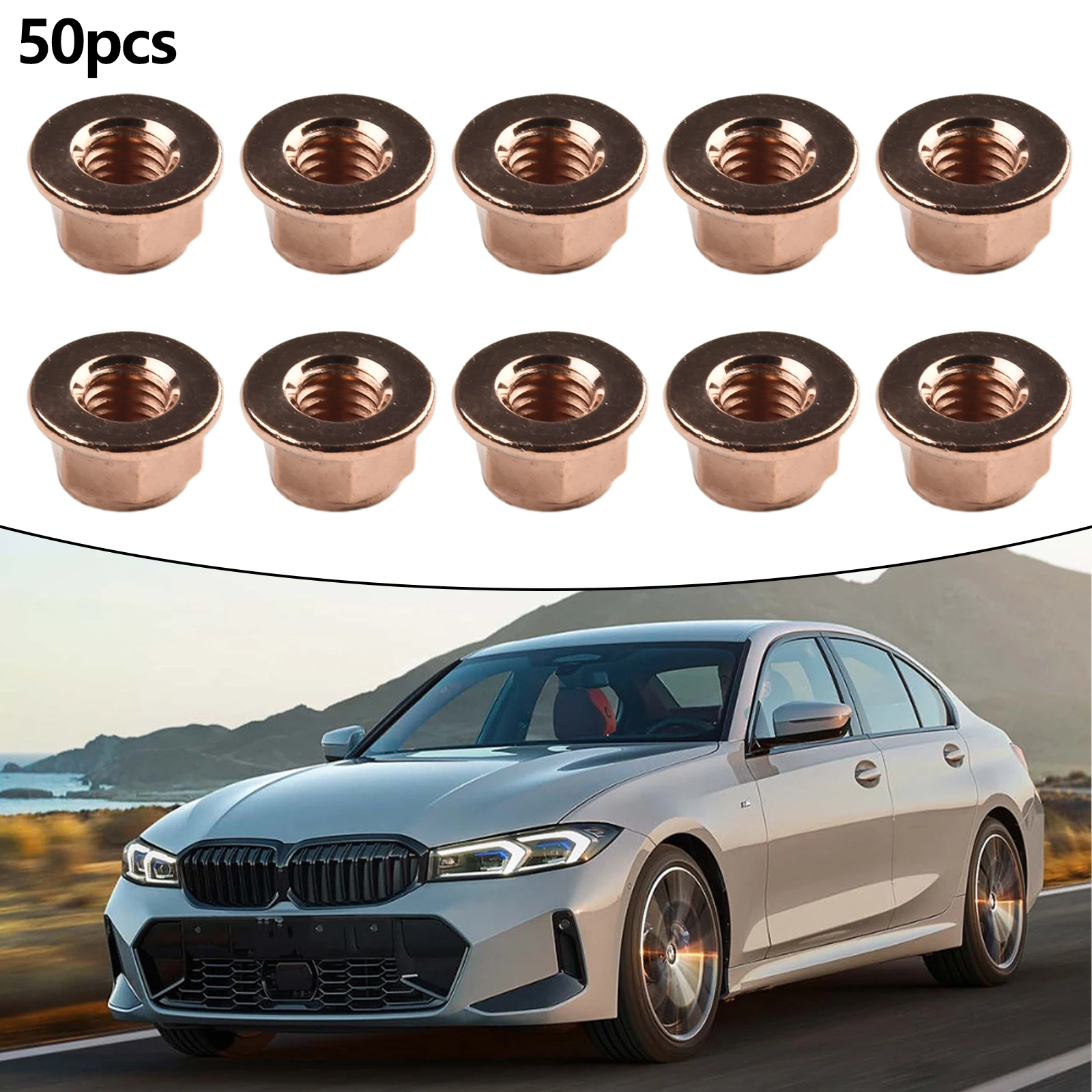 50 шт. медные выхлопные гайки M8 SW13 стопорные шпильки с головкой медный болт винт