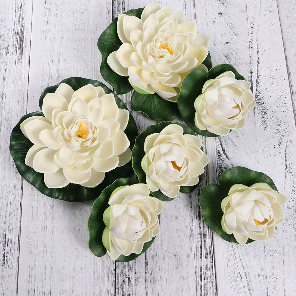

Lotus Floating Artificial Water Flower Lily Pond Decor Flowers Poolfake Lilies Foampad Pads Leavesdecoration Aquarium