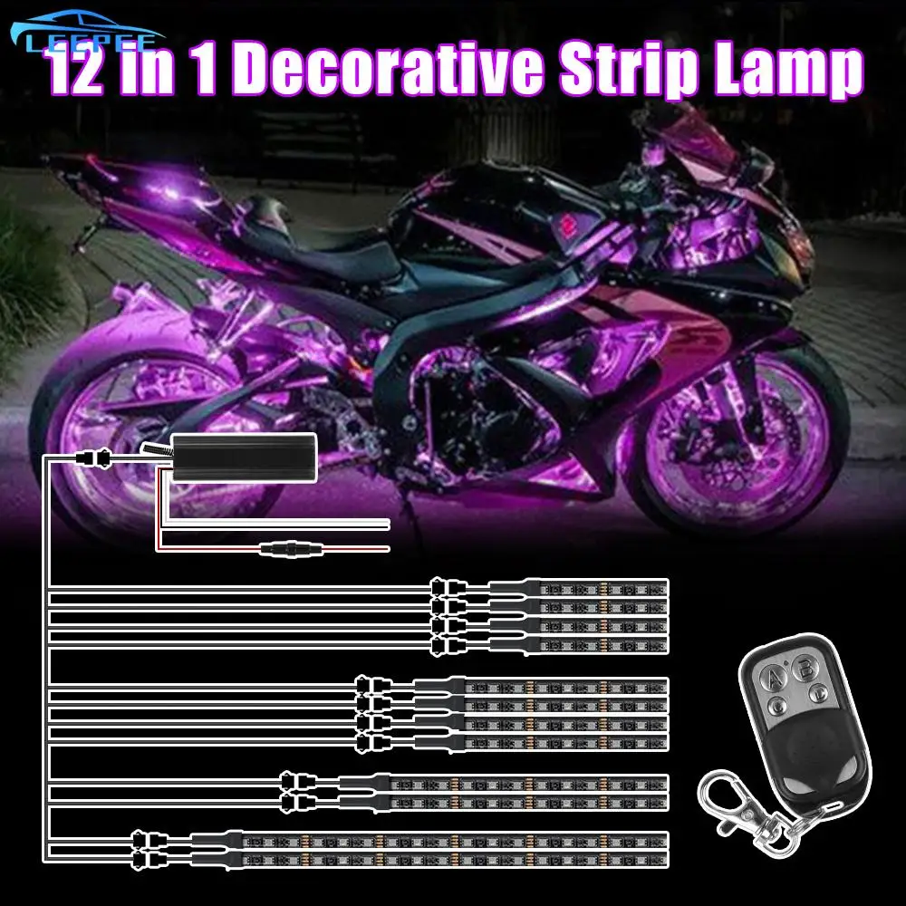 

Светодиодная лампа для автомобиля, мотоцикла, 12 в 1, с пультом ДУ