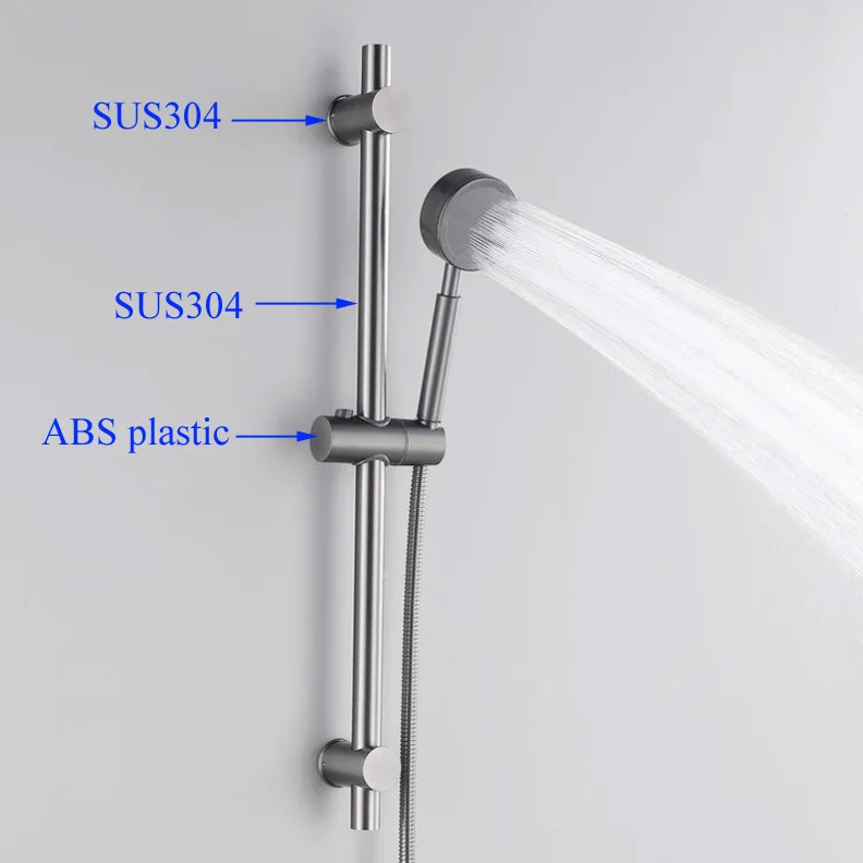 

выдвижная штанга для душа серого цвета, длина 66 см, нержавеющая сталь 304