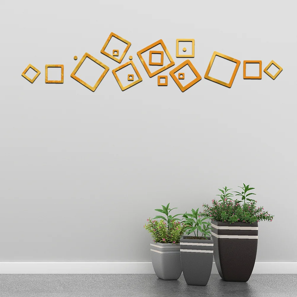 

21 Pcs Removable Stickers Nordic Sticker Square Stickers Wall Mural Decal Mirror Wall Decor Acrylic Laundry Signs Applique