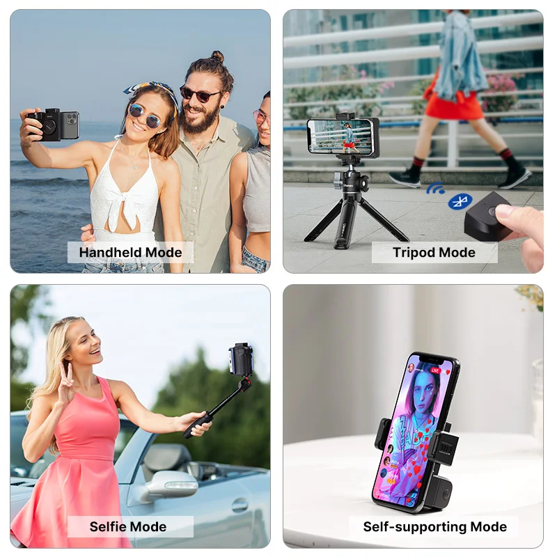 ULANZI CG01 CapGrip II Wireless Bluetooth Smartphone Selfie Handle Grip Photo Stablizer Holder with Cold Shoe 1/4 '' for Phone