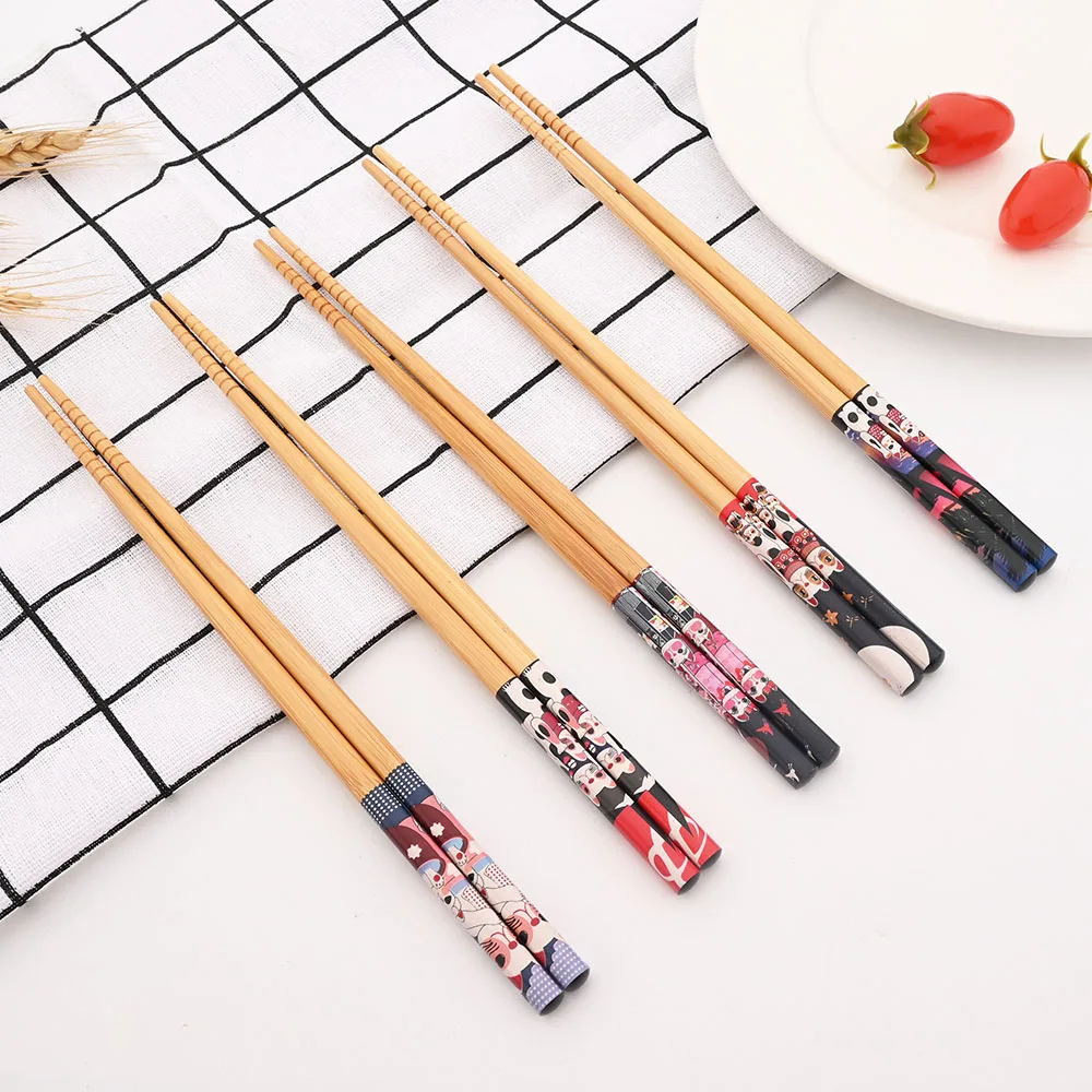 

Многоразовые бамбуковые палочки ручной работы в японском стиле из натурального дерева 5 палочки для суши еда кошка цветок фотопалочки для е...