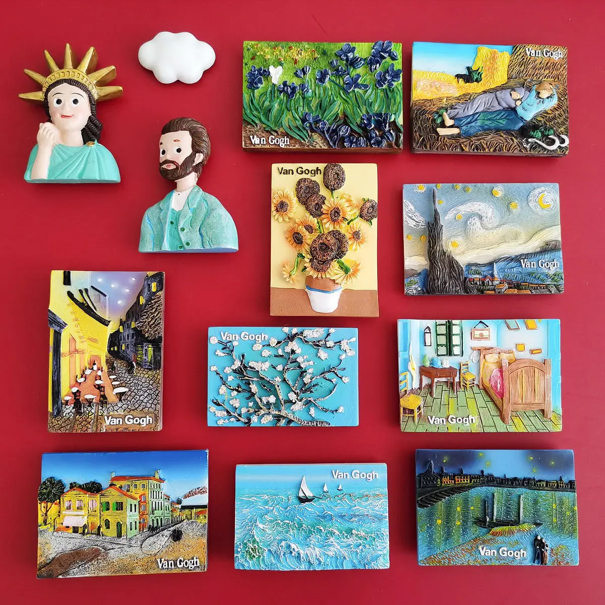 

Home Decor Children Birthday Gift 3D Resin Fridge Magnet Van Gogh Painting Refrigerator Magnetic Stickers Souvenir Creative