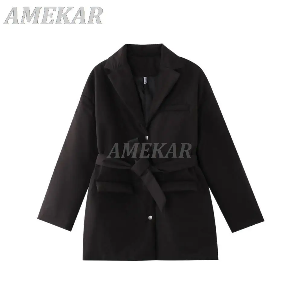 New Short Winter Parkas Women Warm Down Cotton Jacket Female Casual Loose Outwear Belt Cotton-padded Winter Coat For Women 2022