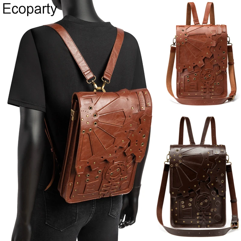 

2022 Retro Steampunk Mechanical Gear Design Backpack For Women Men Halloween Party Gothic Vintage Messenger Bag Accessories