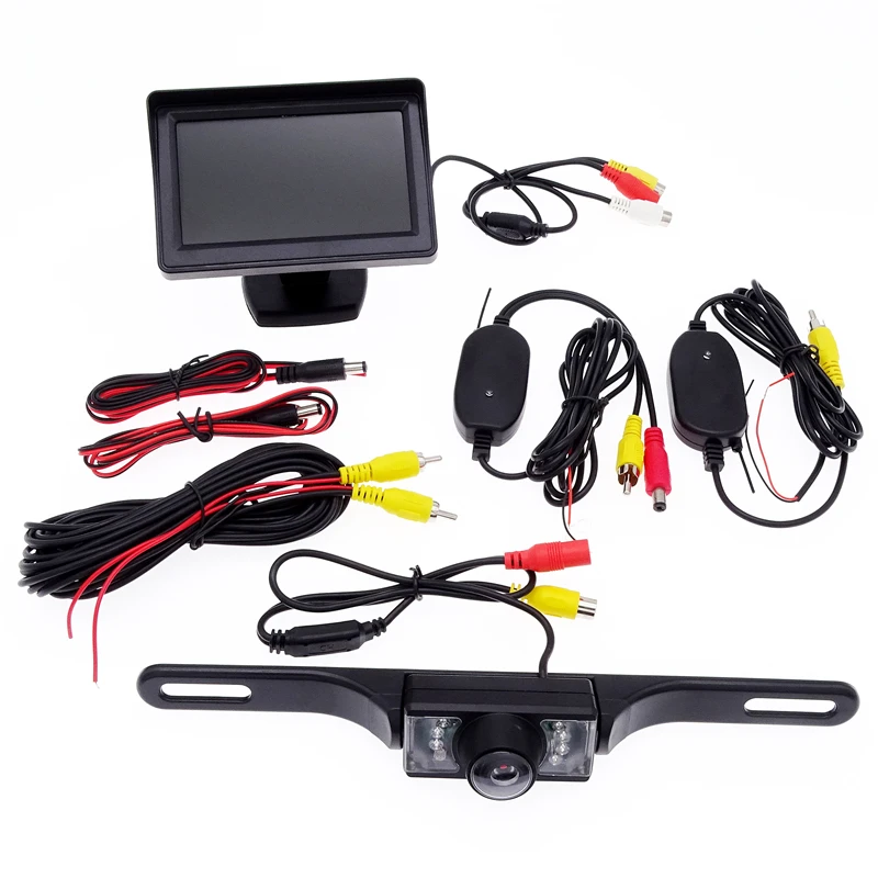 

JIUWAN 1 Set Car 4.3 Inch TFT LCD Monitor Waterproof Wireless Rear View Backup Camera Night Sight System For Most Car Truck