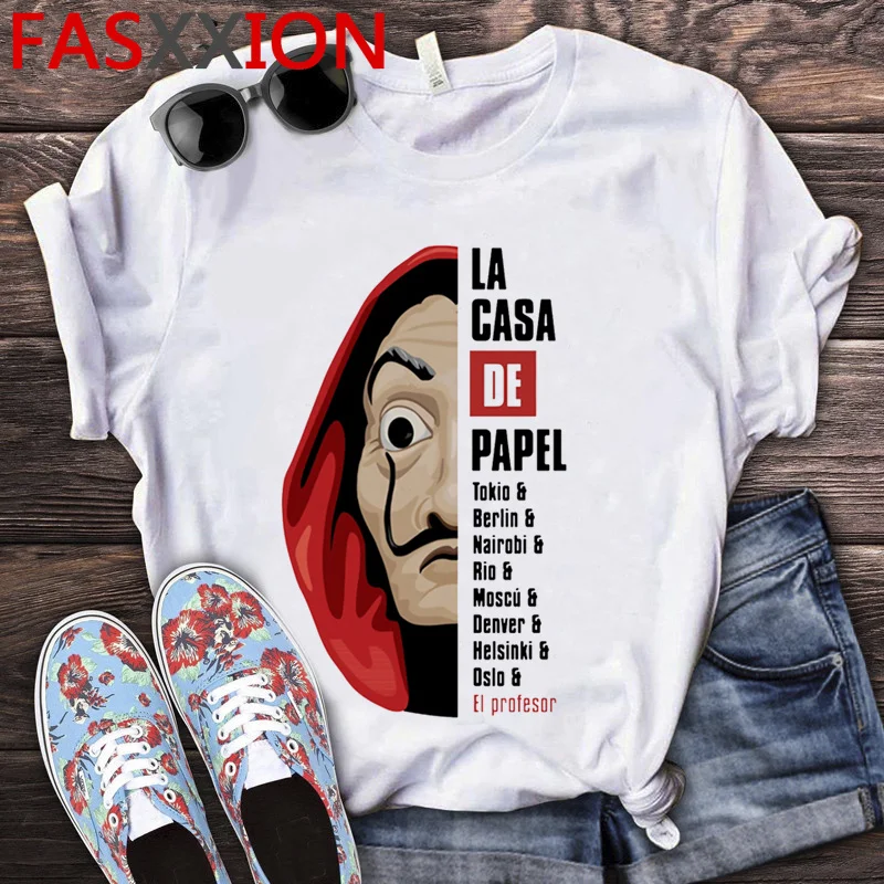 

Anime Money Heist La Casa De Papel House of Paper Bella Ciao summer top men japanese summer top kawaii white t shirt