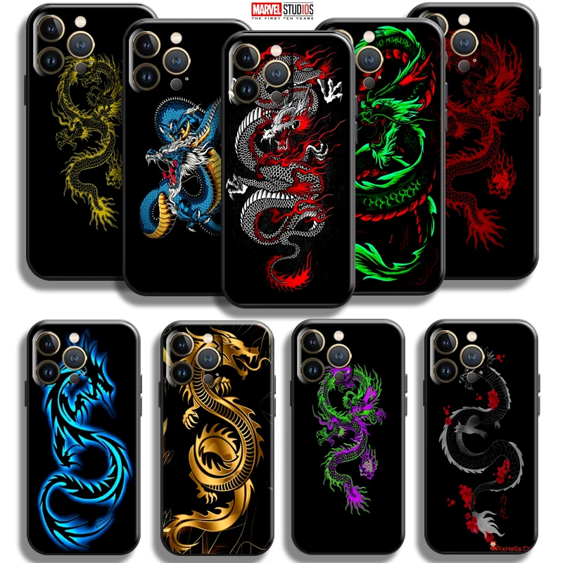 

Animal Pattern Dragon For Apple iPhone 13 12 11 Pro Mini X XR XS Max SE 6 6S 7 8 Plus Phone Case Coque Black Soft TPU