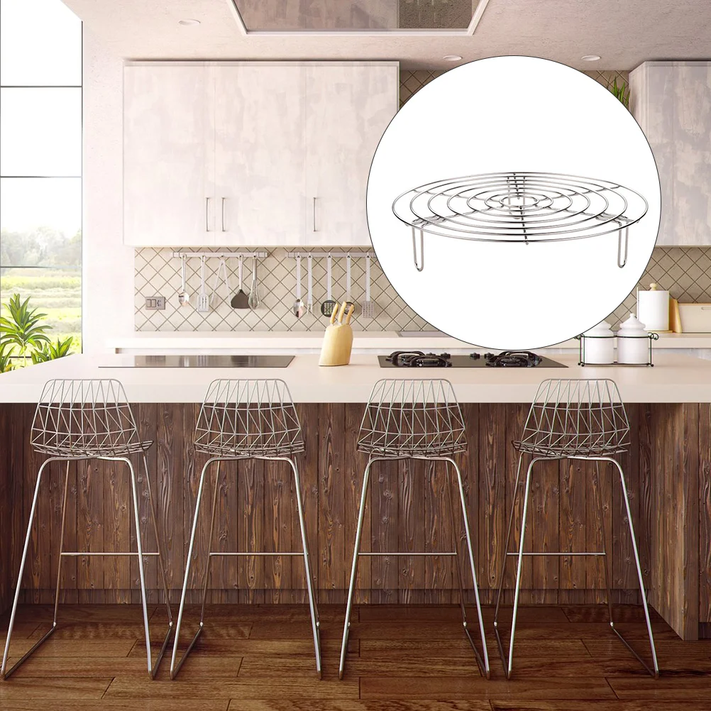 

Rack Steamer Trivet Steaming Steam Egg Cooking Round Stand Metal Tray Pan Table Pot Cooling Sum Basket Kitchen Gadgets Dim Wire