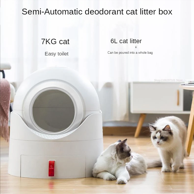 

Fully Enclosed Cat Litter Box Extra Large Anti Splashing Cats Toilet Trainer Automatic Cat Litter Box Self Cleaning Smart Petkit