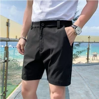 2022 summer casual shorts mens fashion solid color business dress shorts men streetwear loose british style suit shorts s 3xl