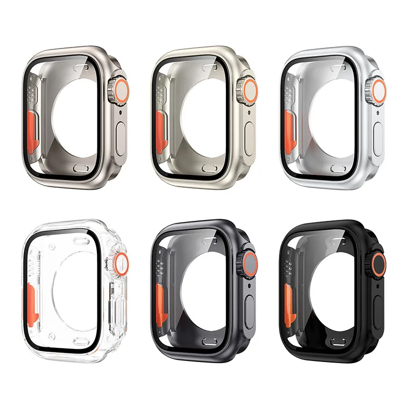 

360 Full Protector Case for Apple Watch 45mm 44mm Tempered Glass Screen Protector Change To Ultra for IWatch Series 8 7 6 SE 5