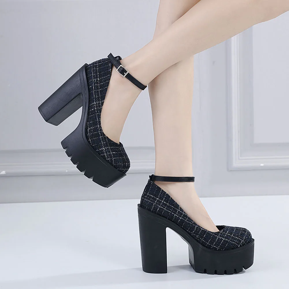 

Chunky Heeled Women Pumps 2023 Summer New Brand Trendy Buckle Strap Mary Jean Shoes High Quality Simple Comfort Pumps Shoes