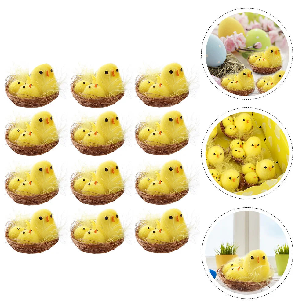 

Easter Chicken Chick Chicks Mini Figurines Toy Animal Decor Stuffed Tiny Fluffyegg Figurine Decorations Toys Party Baby Prop