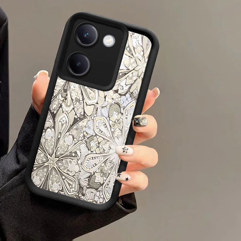 Рельефный мягкий чехол с цветочным рисунком для VIVO Y35 Plus S12 S10e S9 S9E Y200i Y36 Y36i Y12 Y100 Y78t