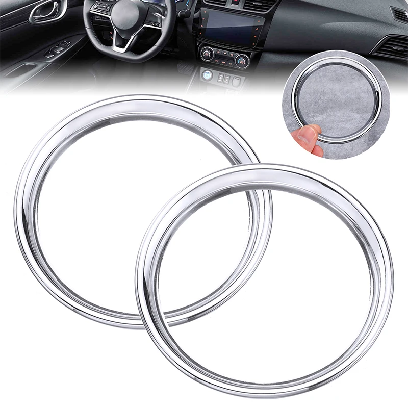 

2 шт., Хромированные вставки в вентиляционное отверстие, обшивка кольца, отделка автомобильного датчика, аксессуары для стайлинга автомобиля для Nissan For Versa, для латио 2012-2017